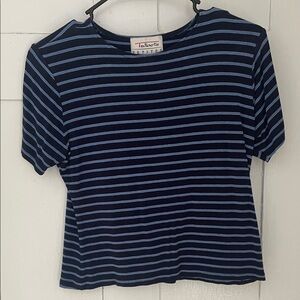 Talbots Women's Blue Striped Short Sleeve Tee